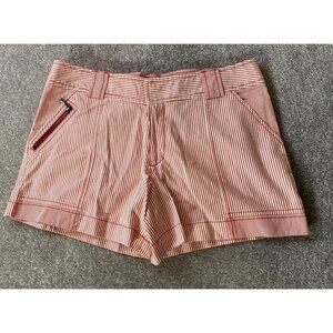 Proenza Schouler Red & White Striped Cotton Shorts Zipper Pockets Size 13